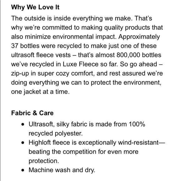 L.L. Bean Luxe Fleece Long Vest in Black NEW Size XS - Picture 9 of 9